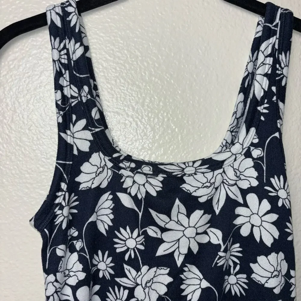 Gilly Hicks Sleep Cami tank women's size medium blue w/ white flowers side ties